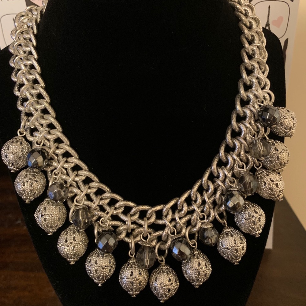 Fashion Necklace Silver Sparkle Crystals